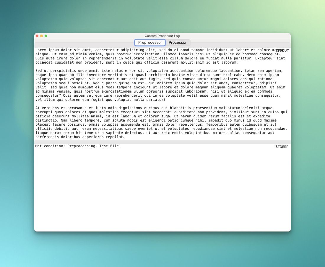 Custom Processor Log