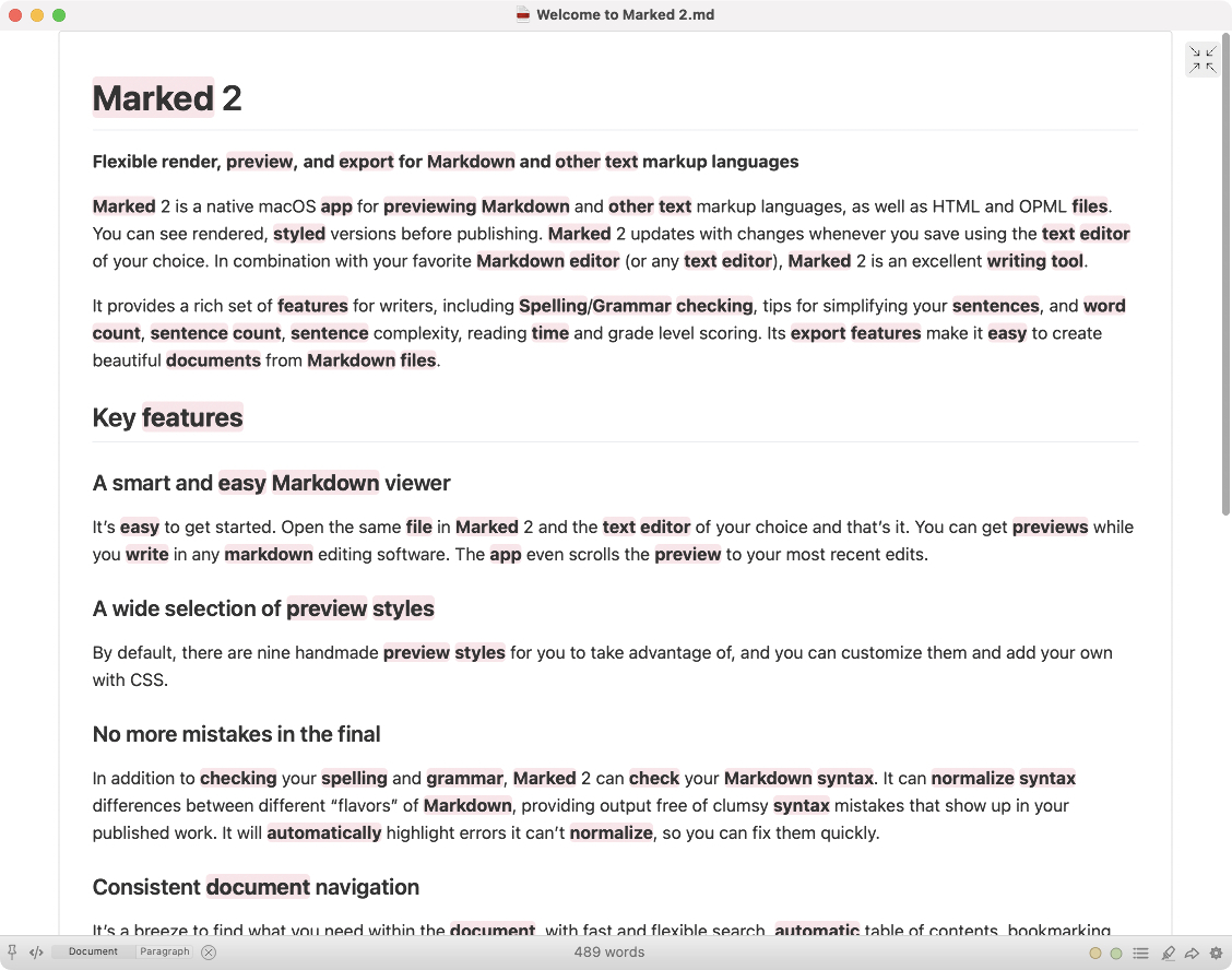 Readability stats bar
