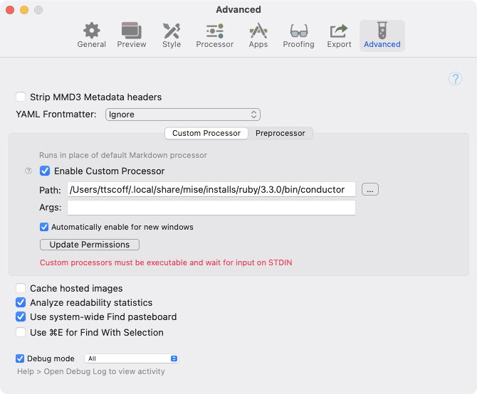 Settings: Advanced