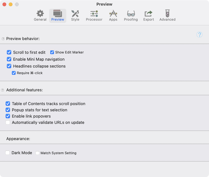 Settings: Preview