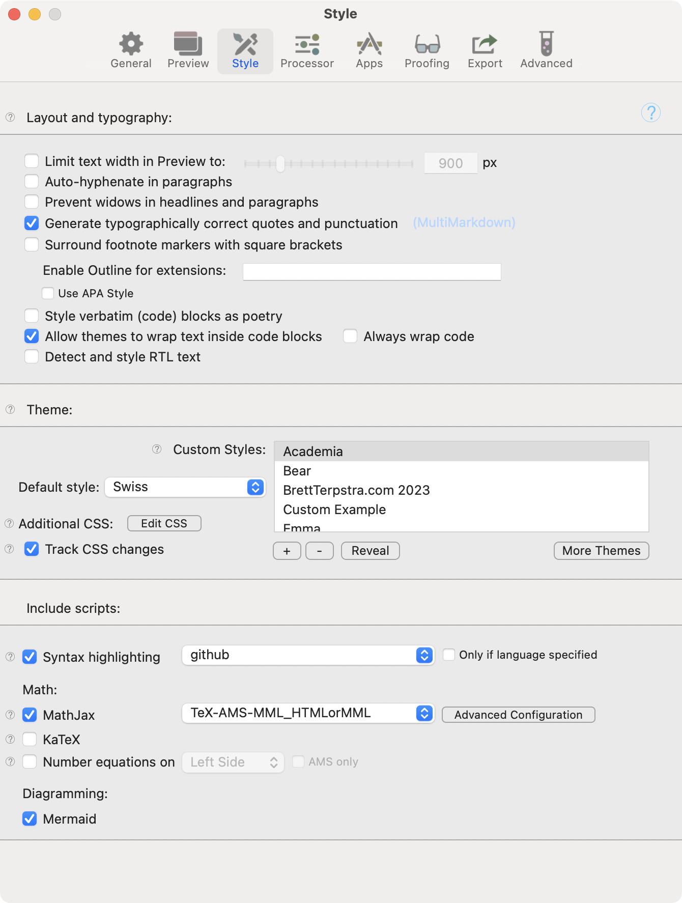 Settings: Style